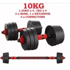 Mancuernas Ajustables 3 en 1 con Asa y Barra Recta, 10 Kg