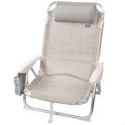 Silla Plegable Aktive Beige Reclinable con Cojín y Asa