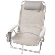 Silla Plegable Aktive Beige Reclinable con Cojín y Asa