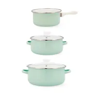 Batería de Cocina Esmaltada Quid Cocco Verde 16-20-24cm