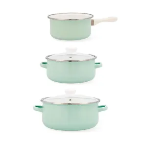 Batería de Cocina Esmaltada Quid Cocco Verde 16-20-24cm