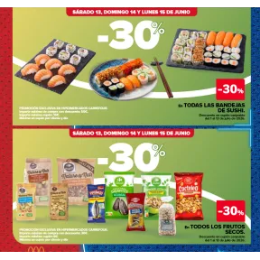 30% de descuento en bandejas de sushi y frutos secos