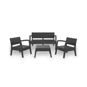 Mesa de jardín con 2 sillas y sofá de 2 plazas