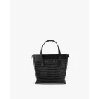 Bolso tote negro convertible a bandolera con cierre de cuerda