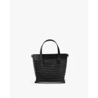 Bolso tote negro convertible a bandolera con cierre de cuerda