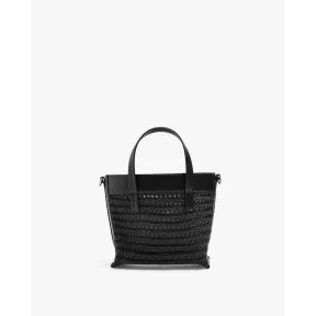 Bolso tote negro convertible a bandolera con cierre de cuerda