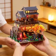 Casa de Muñecas Estilo Japonés de Madera para Nuevos Usuarios