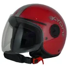 Casco jet negro mate con rayas plateadas y 2 visores H710