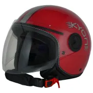 Casco jet negro mate con rayas plateadas y 2 visores H710