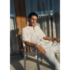 Camisa de algodón con punto calado