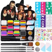 Pintacaras Infantil 12pcs Hipoalergénica con 4 Pinceles