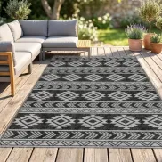 Alfombra Negra y Gris de Exterior 182x274 cm - Outsunny