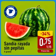 Sandía sin pepitas y rayada