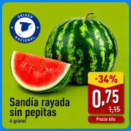 Sandía sin pepitas y rayada