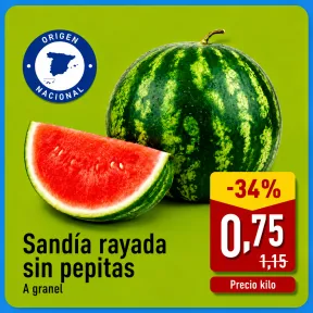 Sandía sin pepitas y rayada