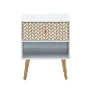 Mesilla de noche blanca efecto roble 40cm - Baita