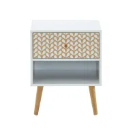Mesilla de noche blanca efecto roble 40cm - Baita