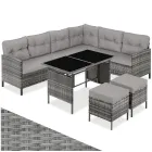 Conjunto de Jardín de Ratán 5 Piezas - Sofá y Mesa GrisBeige