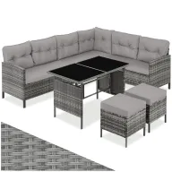 Conjunto de Jardín de Ratán 5 Piezas - Sofá y Mesa GrisBeige