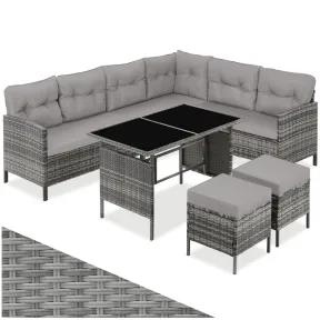 Conjunto de Jardín de Ratán 5 Piezas - Sofá y Mesa GrisBeige