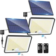 Focos LED Solares Exterior con Sensor de Movimiento y Mando