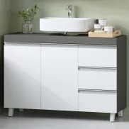 Armario de Baño Moderno con Cajones y Puertas, 30x90 cm
