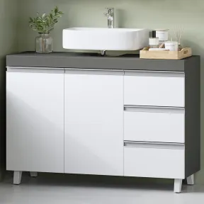 Armario de Baño Moderno con Cajones y Puertas, 30x90 cm