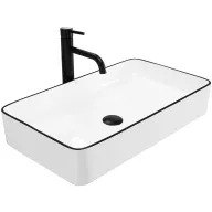 Lavabo Cerámico Rea Denis Black Edge sobre Encimera 615 mm