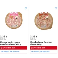 Descuento 25% en 2 pizzas Carrefour + regalo 1,76€