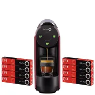 Cafetera Mini Qool Roja - Pack con Cápsulas para Bebidas Calientes