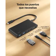 Adaptador USB C Multipuerto con 5 Puertos y HDMI 4K