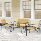 Muebles de jardín de ratán con 2 sillones y mesa de vidrio