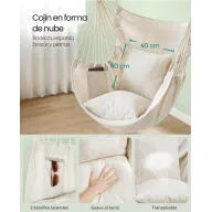 Silla colgante con cojines hasta 150Kg