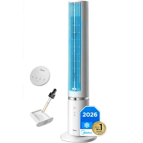 Ventilador Silencioso Midea: Torre con Mando y Aromaterapia