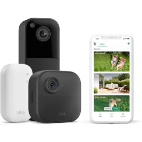 Cámara de seguridad HD Blink Outdoor 4 y timbre negro inalámbrico
