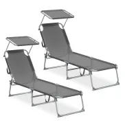 Tumbonas Plegables SONGMICS con Respaldo y Parasol Ajustables