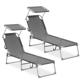 Tumbonas Plegables SONGMICS con Respaldo y Parasol Ajustables