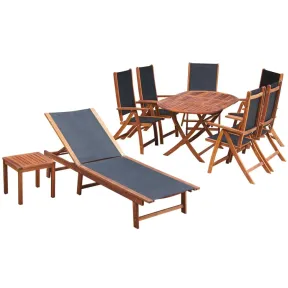 Set de jardín 9 pzas con cojines de madera de acacia