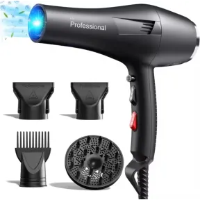 Secador Profesional Iónico 2400W, Sin Encrespamiento, AC