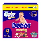 Pañales Dodot Activity Talla 4 para Bebés (9-14 kg) 174 unidades.