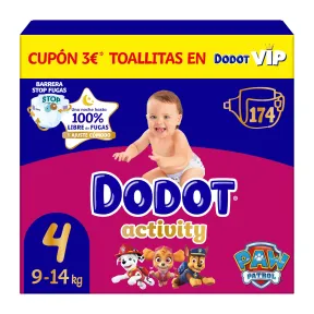 Pañales Dodot Activity Talla 4 para Bebés (9-14 kg) 174 unidades.