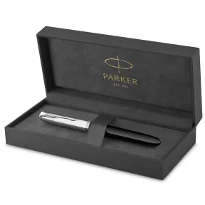 Pluma Negra Cromada Parker 51 con Estuche Incluido
