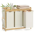 Cesto de Bambú SONGMICS para Ropa Sucia - 150L, 3 Compartimentos