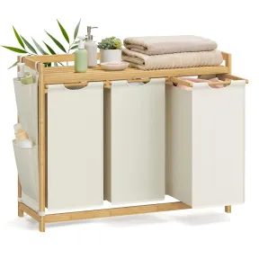 Cesto de Bambú SONGMICS para Ropa Sucia - 150L, 3 Compartimentos