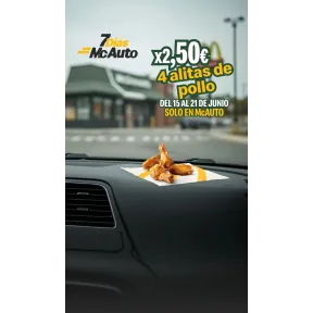 4 alitas de pollo en McAuto por solo 2,50€