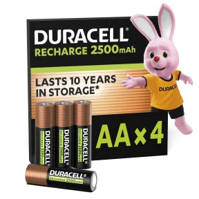 Pilas recargables AA Duracell, 2500 mAh, 4 unidades