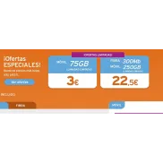 Fibra 300mb con 2 líneas Simyo: 250GB y 75GB, ilimitadas