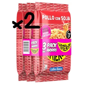Pack 6 unidades Yatekomo Pollo Soja Gallina Blanca 79g