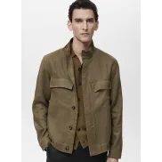 Chaqueta de lino cuello alto - Tallas M a XXL