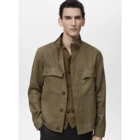 Chaqueta de lino cuello alto - Tallas M a XXL
